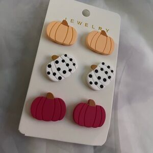 Pumpkin Stud Earrings Set (3) Halloween